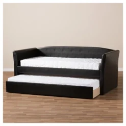 Twin Camino Modern And Contemporary Faux Leather Upholstered Daybed With Guest Trundle Bed - Baxton Studio 11 Twin Camino Modern And Contemporary Faux Leather Upholstered Daybed With Guest Trundle Bed - Baxton Studio -Baxton Studio GUEST 20ef71f5 5c27 494b b6e0 c6a8ff39d058