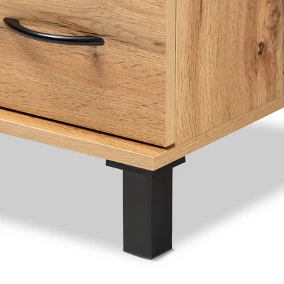 Maison Wood 5 Drawer Storage Chest Oak Brown - Baxton Studio 7 Maison Wood 5 Drawer Storage Chest Oak Brown - Baxton Studio - Image 5