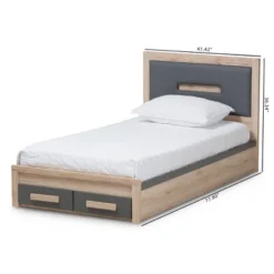 Twin Pandora Modern And Contemporary Two Tone 2 Drawer Size Storage Platform Bed Dark Gray/Natural - Baxton Studio -Baxton Studio GUEST 217d9ce2 250d 4e34 8543 e37c7ee90942