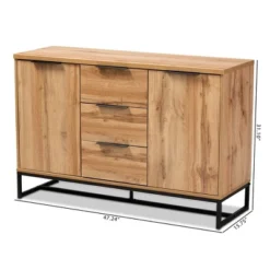 Reid Wood & Metal 3 Drawer Sideboard Buffet Oak/Black - Baxton Studio -Baxton Studio GUEST 21b092a8 605d 4e59 b306 952bf3582431