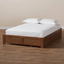Wren 3 Drawer Storage Bed Frame Walnut - Baxton Studio -Baxton Studio GUEST 21c1f298 66e8 4c56 b362 875ad23874aa