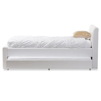 Twin Cosmo Modern And Contemporary Faux Leather Trundle Bed White - Baxton Studio 5 Twin Cosmo Modern And Contemporary Faux Leather Trundle Bed White - Baxton Studio - Image 3