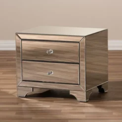 Farrah Hollywood Regency Glamour Style Mirrored 2 - Drawer Nightstand - Baxton Studio -Baxton Studio GUEST 21e8ace2 5906 46a7 b5a7 9ef1e7b8465e