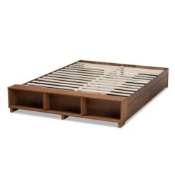 Arthur Wood Platform Bed With Built-In Shelves Ash Walnut - Baxton Studio -Baxton Studio GUEST 22717679 6f04 4287 b23d 08b87b007918