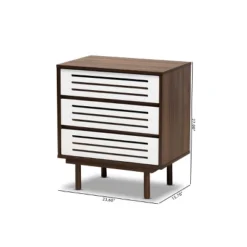 3 Drawer Meike Two-Tone Wood Nightstand Walnut/White - Baxton Studio -Baxton Studio GUEST 22cd9e0a b6a9 4adc 81ea b97304091876