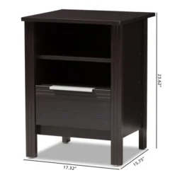 Hamish Modern And Contemporary Finished 1 Drawer Nightstand Dark Brown - Baxton Studio -Baxton Studio GUEST 234a5995 970e 41ae b93f 789e9484e0c3