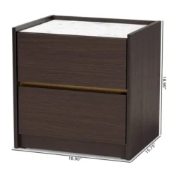 Walker Wood Nightstand With Faux Marble Top Dark Brown/Marble/Gold - Baxton Studio 13 Walker Wood Nightstand With Faux Marble Top Dark Brown/Marble/Gold - Baxton Studio -Baxton Studio GUEST 23a70981 61a5 43d5 b45b 3f5585ace327