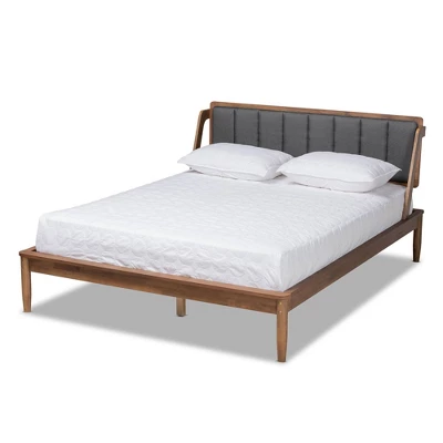Helsa Mid-Century Modern Platform Bed Walnut/Brown/Gray - Baxton Studio 10 Helsa Mid-Century Modern Platform Bed Walnut/Brown/Gray - Baxton Studio - Image 8