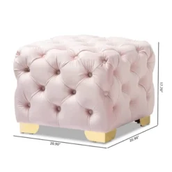 Avara Velvet Finished Button Tufted Ottoman Pink - Baxton Studio -Baxton Studio GUEST 2439af04 5d6c 4653 97c8 0a0869702a1e