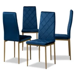 4pc Blaise Velvet Fabric Upholstered And Metal Dining Chair Set - Baxton Studio -Baxton Studio GUEST 24667ccc 70ef 4eda 9f2f 5aa0c7f51105