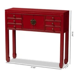 Melodie 6 Drawer Console Table Red - Baxton Studio -Baxton Studio GUEST 24f0ca8c e396 4526 a173 28434ec07979