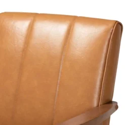 Nikko Mid-Century Faux Leather Upholstered Wood Lounge Chair Walnut/Brown - Baxton Studio 12 Nikko Mid-Century Faux Leather Upholstered Wood Lounge Chair Walnut/Brown - Baxton Studio -Baxton Studio GUEST 24f9951a b4b5 49bc b9be 2cb4e65a77a3
