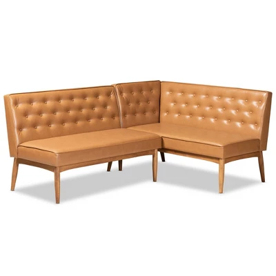 2pc Riordan Wood Dining Nook Banquette Set - Baxton Studio 11 2pc Riordan Wood Dining Nook Banquette Set - Baxton Studio - Image 9