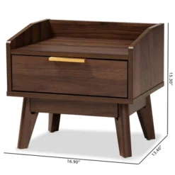 Lena Walnut Finished Wood Nightstand Brown - Baxton Studio -Baxton Studio GUEST 25774bd2 9769 49af 86fa e5186f8ce6cf