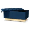 Powell Velvet Fabric Upholstered And PU Leather Ottoman Gold/Blue - Baxton Studio 1 Powell Velvet Fabric Upholstered And PU Leather Ottoman Gold/Blue - Baxton Studio -Baxton Studio GUEST 257d63c5 a9cd 42d5 b269 e24dccd0ef38