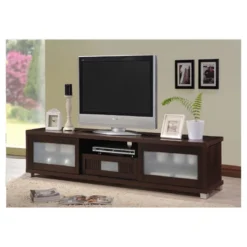 Gerhardine Wood Cabinet With 2 Sliding Doors And Drawer TV Stand For TVs Up To 85" Dark Brown - Baxton Studio -Baxton Studio GUEST 259bf0a7 a0f3 416e bd10 2b0f367c2e57