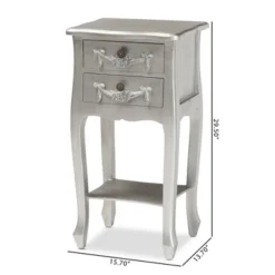 Eliya Brushed Wood 2 Drawer Nightstand Silver - Baxton Studio -Baxton Studio GUEST 26dace6e 6557 489c a603 9ccf5ea6883f