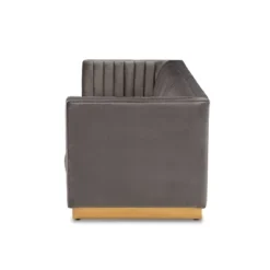 Aveline Velvet Upholstered Finished Sofa Gray/Gold - Baxton Studio -Baxton Studio GUEST 274a0f19 ca7a 4275 a9f8 3a68b69977f4