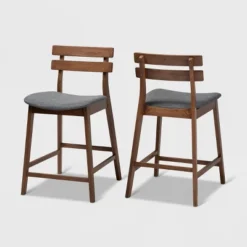 Set Of 2 Larine Wood Counter Height Barstools - Baxton Studio -Baxton Studio GUEST 277b7e75 5e99 4233 b24c 819950836d06