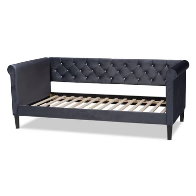 Cora Velvet Fabric Upholstered And Wood Daybed - Baxton Studio 5 Cora Velvet Fabric Upholstered And Wood Daybed - Baxton Studio - Image 3