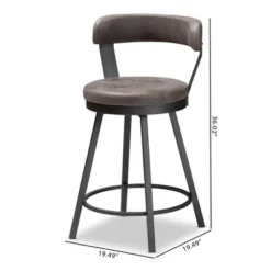 Set Of 2 Arcene Faux Leather Upholstered Pub Counter Height Barstools Gray/Black - Baxton Studio 13 Set Of 2 Arcene Faux Leather Upholstered Pub Counter Height Barstools Gray/Black - Baxton Studio -Baxton Studio GUEST 278e4dc6 2e01 4ec5 8368 b56cc3f5022d