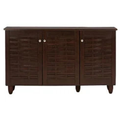 Winda Modern And Contemporary 3-Door Wooden Entryway Shoes Storage Cabinet - Dark Brown - Baxton Studio