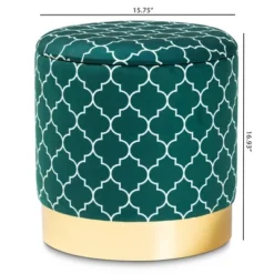 Serra Quatrefoil Velvet Upholstered Metal Storage Ottoman - Baxton Studio -Baxton Studio GUEST 2806acfc e30a 469a a656 e02485128890
