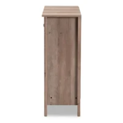 Derek Finished Wood 3 Door Shoe Cabinet Oak - Baxton Studio -Baxton Studio GUEST 281aa127 bfe8 44bb a0e9 f3abecea0a52