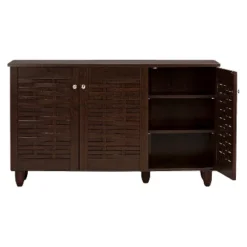 Winda Modern And Contemporary 3-Door Wooden Entryway Shoes Storage Cabinet - Dark Brown - Baxton Studio -Baxton Studio GUEST 29e351dd dfed 4a68 9574 ab522a88bfb2