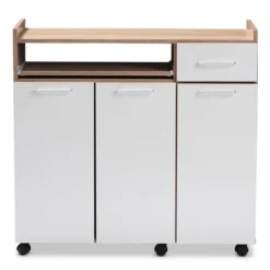 Charmain Modern And Contemporary Light Oak And Finish Kitchen Cabinet White/Brown - Baxton Studio -Baxton Studio GUEST 29e8c23e 89a5 4242 bcfd e7f9546a6206