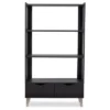 62.4" 2 Drawers Kalien Modern And Contemporary Bookshelf With Display Shelves Espresso Brown - Baxton Studio