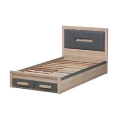 Twin Pandora Modern And Contemporary Two Tone 2 Drawer Size Storage Platform Bed Dark Gray/Natural - Baxton Studio -Baxton Studio GUEST 2d81e58e 75e0 4a86 b68b a72128d06958