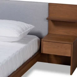 Queen Sami Light Fabric Upholstered And Wood Bed With Built In Nightstands Gray/Brown - Baxton Studio 15 Queen Sami Light Fabric Upholstered And Wood Bed With Built In Nightstands Gray/Brown - Baxton Studio -Baxton Studio GUEST 2efcb05b af6b 429a b5b0 d58a43c06377