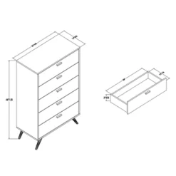 Kelson Wood 5 Drawer Chest Dark Gray/Gold - Baxton Studio -Baxton Studio GUEST 2f1a5c86 1cb4 4d0f bf06 cf07e173a593