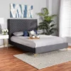 Fabrico Velvet Fabric Upholstered And Metal Platform Bed - Baxton Studio -Baxton Studio GUEST 301ffca7 c4ce 4828 97e5 80e2b7bc966a