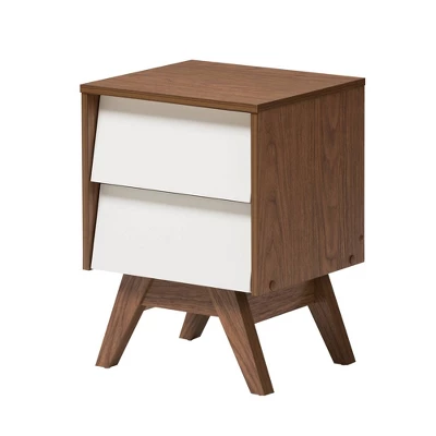 3pc Hildon Two-Tone Wood Storage Set White/Walnut Brown - Baxton Studio 4 3pc Hildon Two-Tone Wood Storage Set White/Walnut Brown - Baxton Studio - Image 2