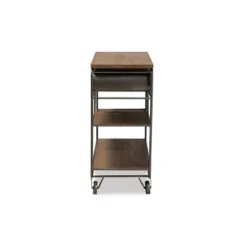2 Drawer Grant Vintage Rustic Industrial Wood And Metal Kitchen Cart Brown/Black - Baxton Studio -Baxton Studio GUEST 3098acf6 3ba1 4bcf a9c9 e6bba7fcf0a6