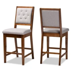 2pc Gideon Fabric Upholstered And Wood Counter Height Barstool Set - Baxton Studio -Baxton Studio GUEST 31185456 0561 4875 8bf7 972a2ca3028c