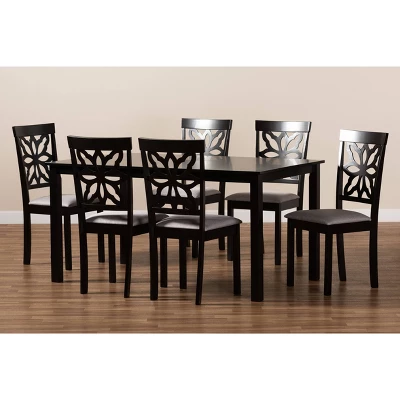 7pc Dallas Fabric Upholstered And Wood Dining Set - Baxton Studio 8 7pc Dallas Fabric Upholstered And Wood Dining Set - Baxton Studio - Image 6