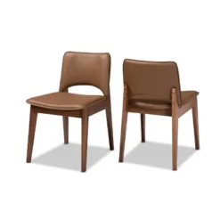 2pc Afton Faux Leather Upholstered And Wood Dining Chair Set - Baxton Studio -Baxton Studio GUEST 31f82b12 de26 4ed2 beee 07d7768a09c3