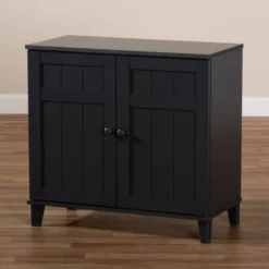Shelf Wood Shoe Storage Cabinet Glidden Finished Dark Gray - Baxton Studio -Baxton Studio GUEST 32353816 7d89 4d18 858e 547629e03115
