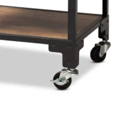 4 Tier Victor Wood And Metal Mobile Wine Cart Walnut/Black - Baxton Studio -Baxton Studio GUEST 32d50ee1 171b 4d51 a0d8 44f618fea368