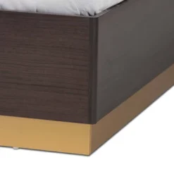Queen Arcelia Two-Tone Wood Platform Bed Walnut Brown/Gold - Baxton Studio -Baxton Studio GUEST 333be5b2 8a60 4c47 83d7 7dcb74752a3a
