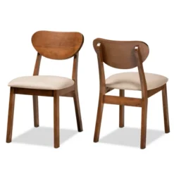 2pc Damara Fabric Upholstered And Wood Dining Chair Set - Baxton Studio -Baxton Studio GUEST 3353672e b285 42ad a212 35e0b54c0e51