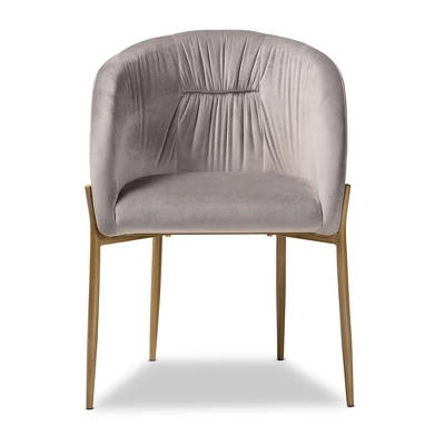 Ballard Velvet Fabric Upholstered Metal Dining Chair - Baxton Studio 3 Ballard Velvet Fabric Upholstered Metal Dining Chair - Baxton Studio