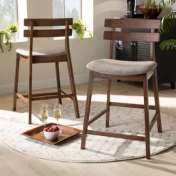 Set Of 2 Larine Wood Counter Height Barstools - Baxton Studio -Baxton Studio GUEST 33a844c2 3ce7 4822 b316 7188095d8a92