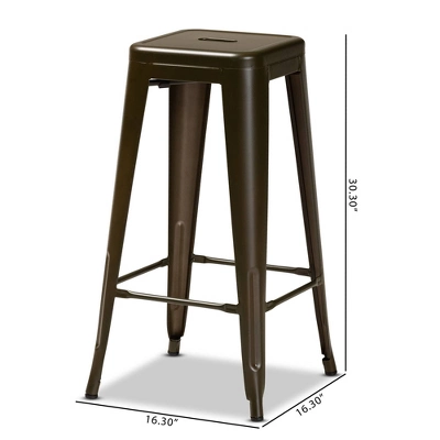 4pc Horton Gunmetal Metal Stackable Barstool Set Gun Metal - Baxton Studio 9 4pc Horton Gunmetal Metal Stackable Barstool Set Gun Metal - Baxton Studio - Image 7