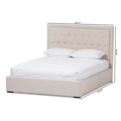 Queen Taylor Modern And Contemporary Fabric Upholstered Gas Lift Platform Bed Light Beige - Baxton Studio 19 Queen Taylor Modern And Contemporary Fabric Upholstered Gas Lift Platform Bed Light Beige - Baxton Studio -Baxton Studio GUEST 351f3714 f743 43a6 a445 acbe29346323
