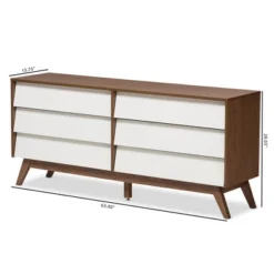 Hildon Mid-Century Modern Wood 6 Drawer Storage Dresser Brown - Baxton Studio -Baxton Studio GUEST 353367b3 4a8d 4f66 8dd5 f597f0be89b7