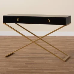 Madan Wood And Metal 2 Drawer Console Table Black/Gold - Baxton Studio -Baxton Studio GUEST 354d8ce2 e279 440f 9d17 0f3d026d6d4f